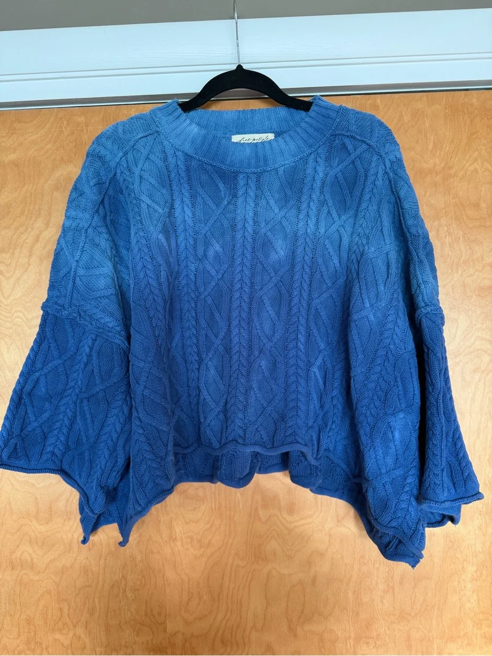 Free People: Blue Cable Knit Women's Sweater